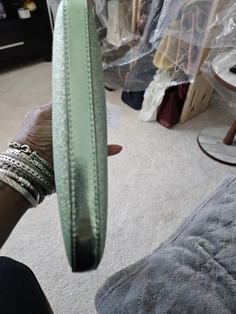 Kate Spade Green Glitter Chain Shoulder Bag
